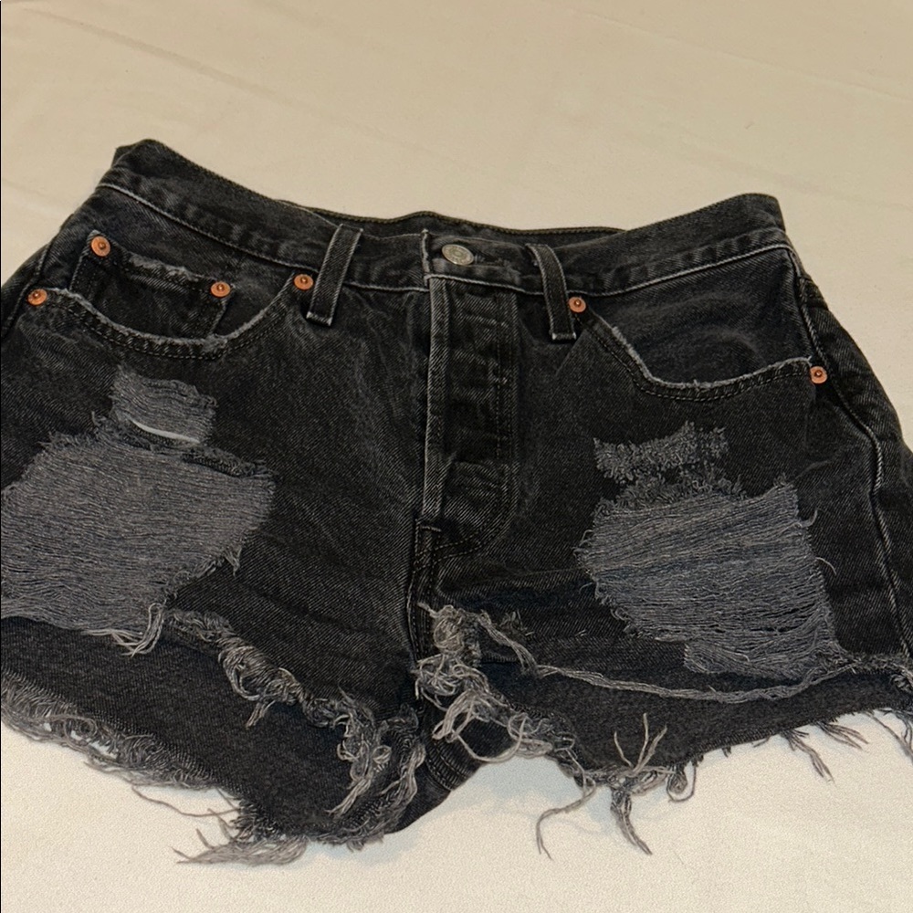 Levi's Charcoal Distressed Jean Shorts